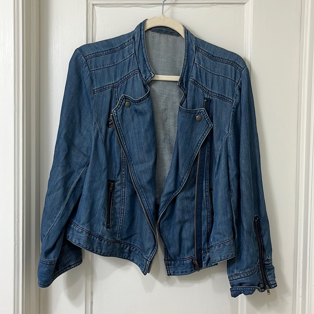 Vintage denim moto jacket